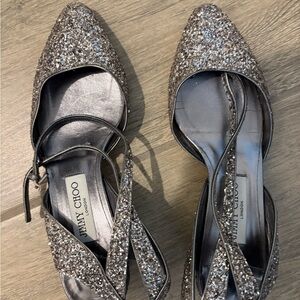 Jimmy Choo Sparkling Silver Heels